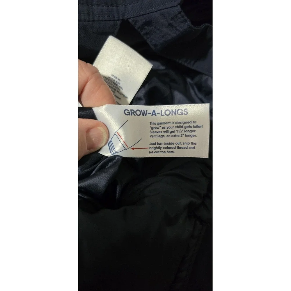 Lands End Youth SZ 12‎ Grow Alongs Bib Snow Ski Pants Blue Winter Zip Ankle Warm